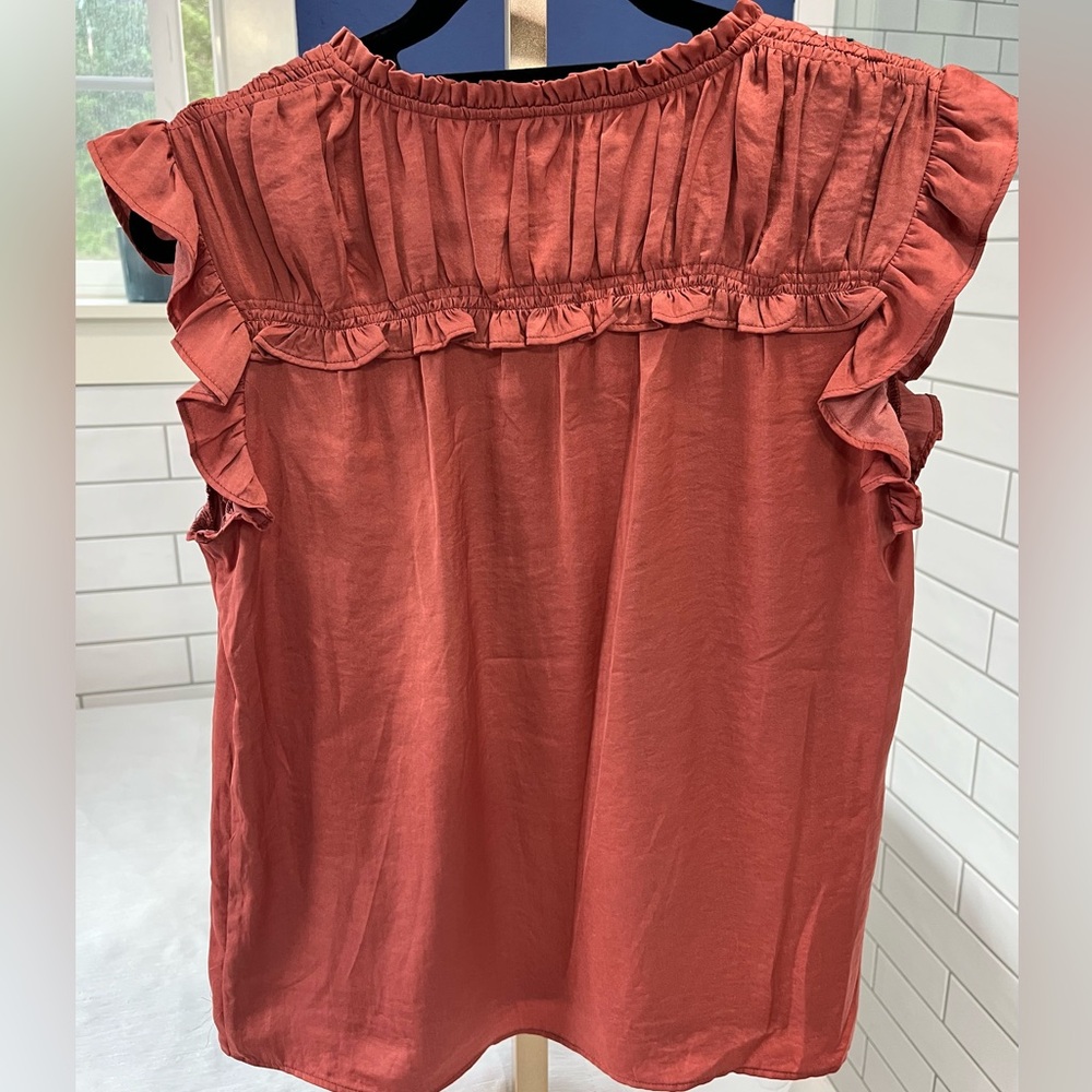 DR2 Women's Ruffled Rust Blouse - Picture 3 of 6